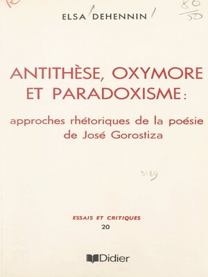 cover image of Antithèse, oxymore et paradoxisme